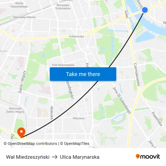 Wał Miedzeszyński to Ulica Marynarska map