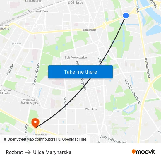 Rozbrat to Ulica Marynarska map