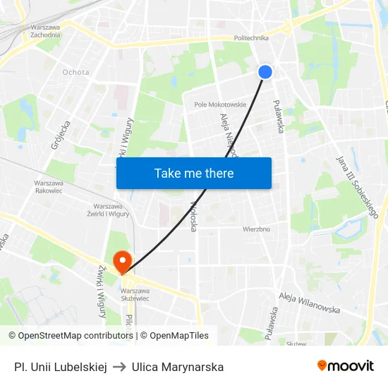 Pl. Unii Lubelskiej to Ulica Marynarska map