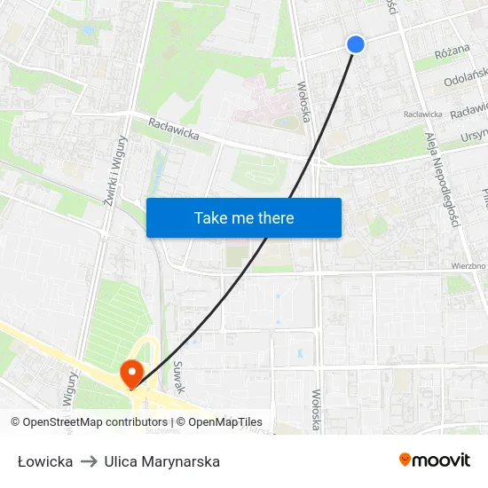 Łowicka to Ulica Marynarska map