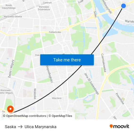 Saska to Ulica Marynarska map