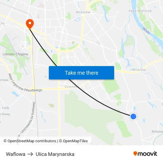 Waflowa to Ulica Marynarska map