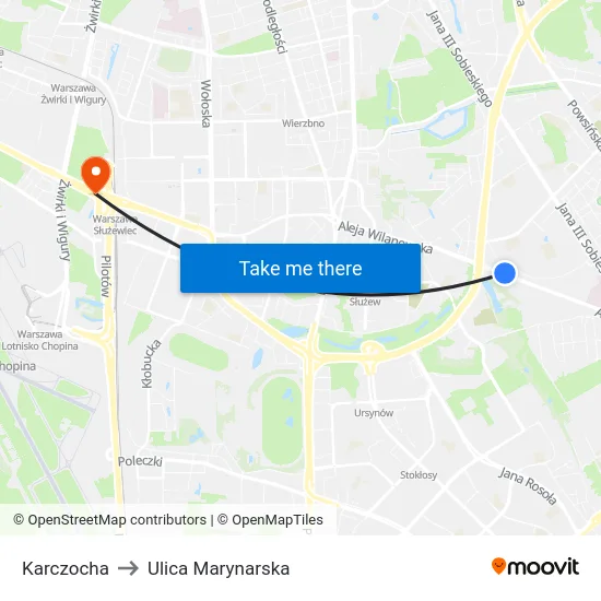 Karczocha to Ulica Marynarska map