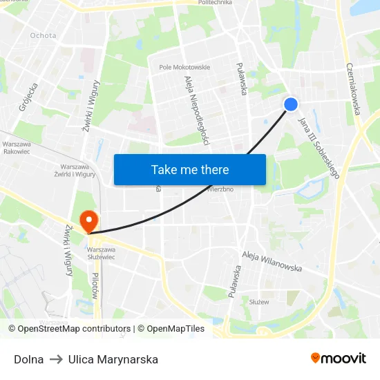 Dolna to Ulica Marynarska map