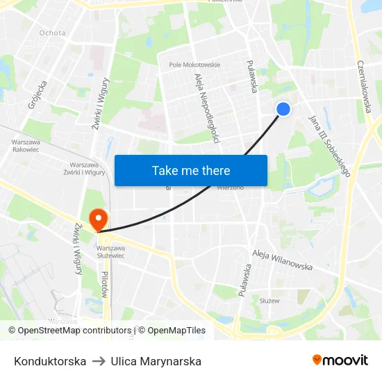 Konduktorska to Ulica Marynarska map