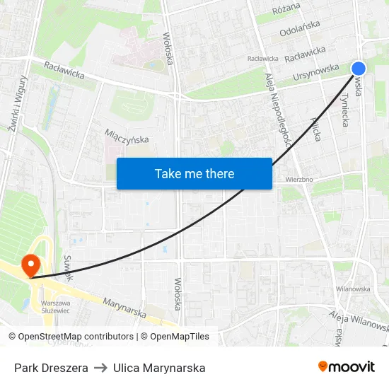 Park Dreszera to Ulica Marynarska map