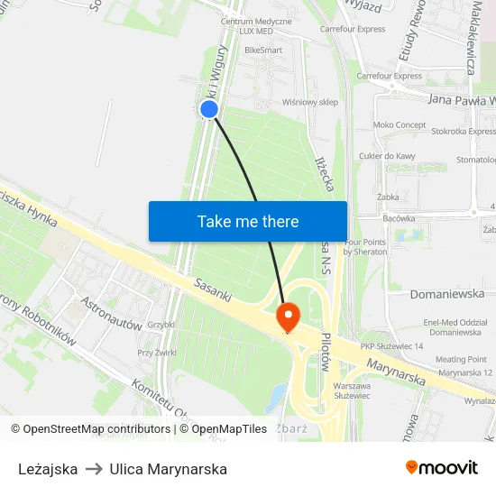 Leżajska to Ulica Marynarska map