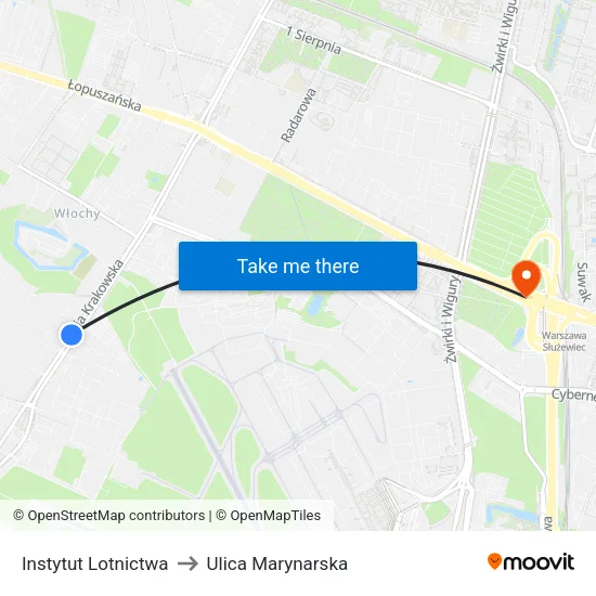 Instytut Lotnictwa to Ulica Marynarska map
