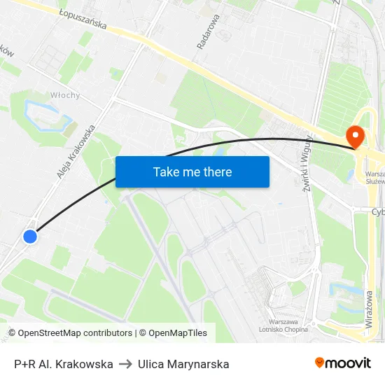 P+R Al. Krakowska to Ulica Marynarska map