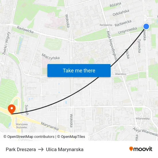 Park Dreszera to Ulica Marynarska map