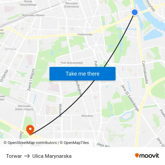 Torwar to Ulica Marynarska map