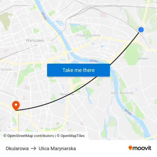 Okularowa to Ulica Marynarska map