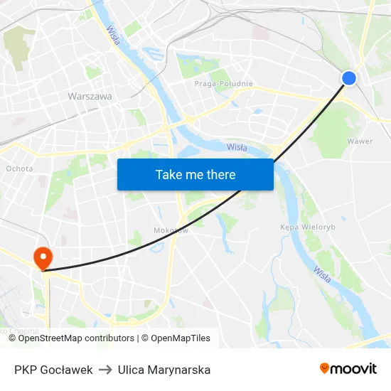 PKP Gocławek to Ulica Marynarska map