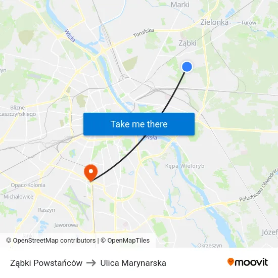 Ząbki Powstańców to Ulica Marynarska map