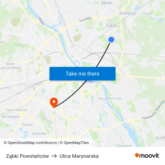 Ząbki Powstańców to Ulica Marynarska map