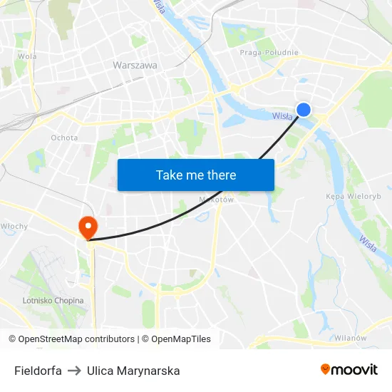 Fieldorfa to Ulica Marynarska map