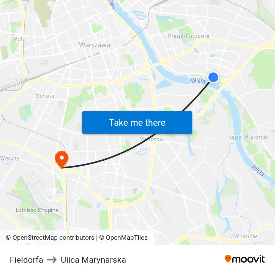 Fieldorfa to Ulica Marynarska map