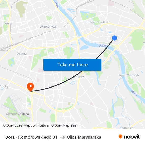 Bora - Komorowskiego 01 to Ulica Marynarska map