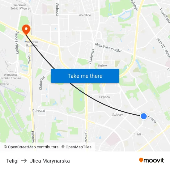 Teligi to Ulica Marynarska map