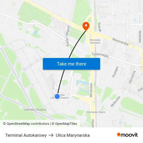Terminal Autokarowy to Ulica Marynarska map