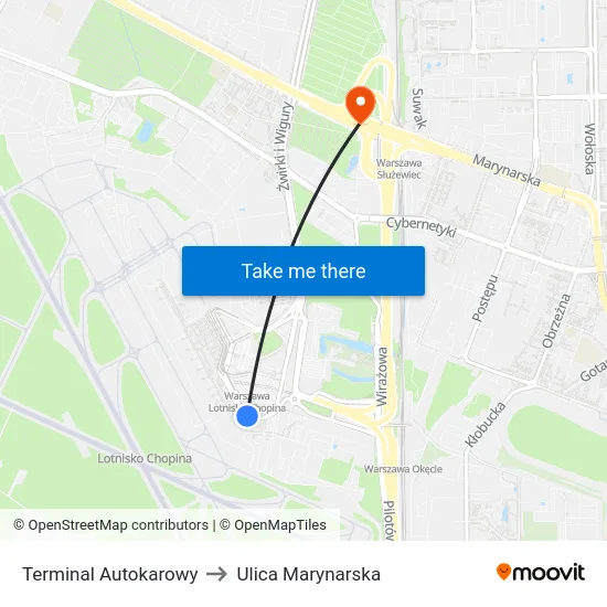 Terminal Autokarowy to Ulica Marynarska map