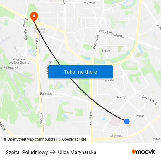 Szpital Południowy to Ulica Marynarska map