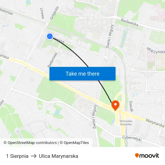 1 Sierpnia to Ulica Marynarska map