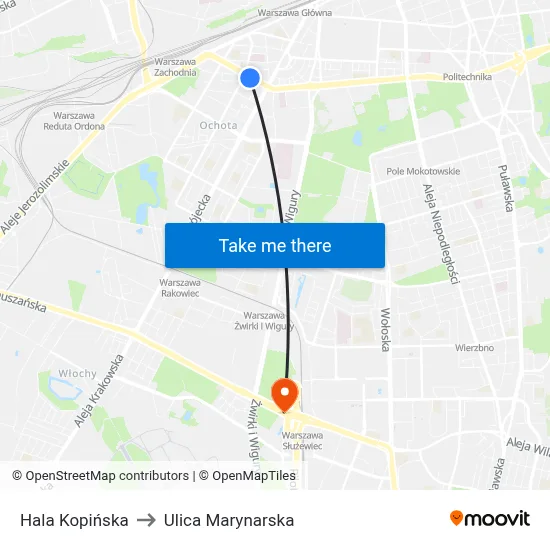 Hala Kopińska to Ulica Marynarska map