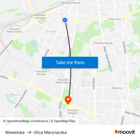 Wawelska to Ulica Marynarska map