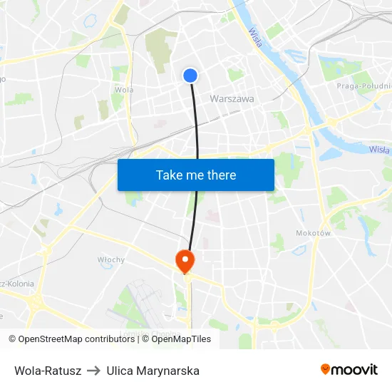 Wola - Ratusz to Ulica Marynarska map