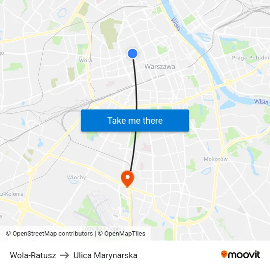 Wola - Ratusz to Ulica Marynarska map