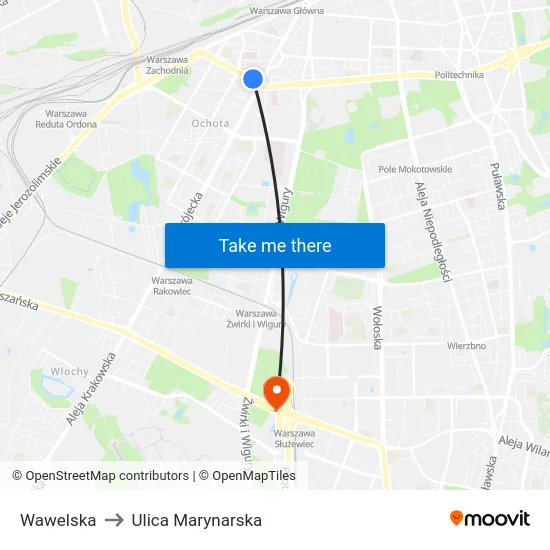 Wawelska to Ulica Marynarska map