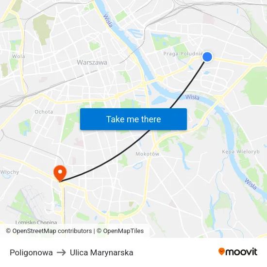 Poligonowa to Ulica Marynarska map