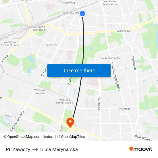 Pl. Zawiszy to Ulica Marynarska map