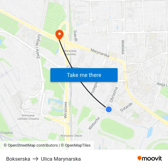 Bokserska to Ulica Marynarska map