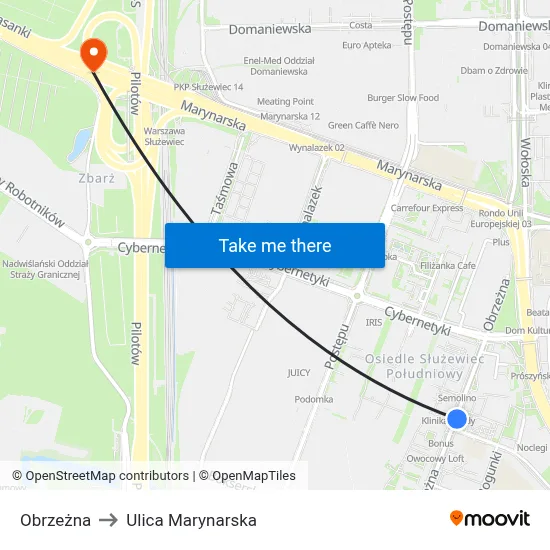 Obrzeżna to Ulica Marynarska map