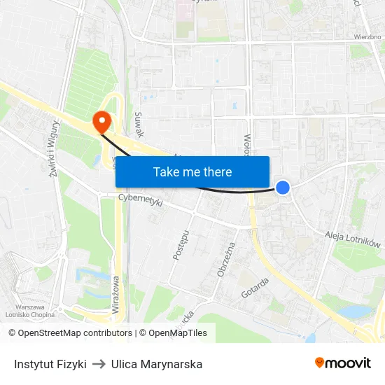 Instytut Fizyki to Ulica Marynarska map