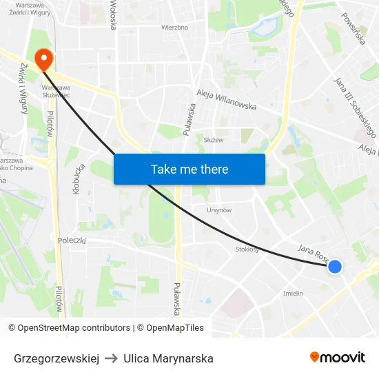 Grzegorzewskiej to Ulica Marynarska map