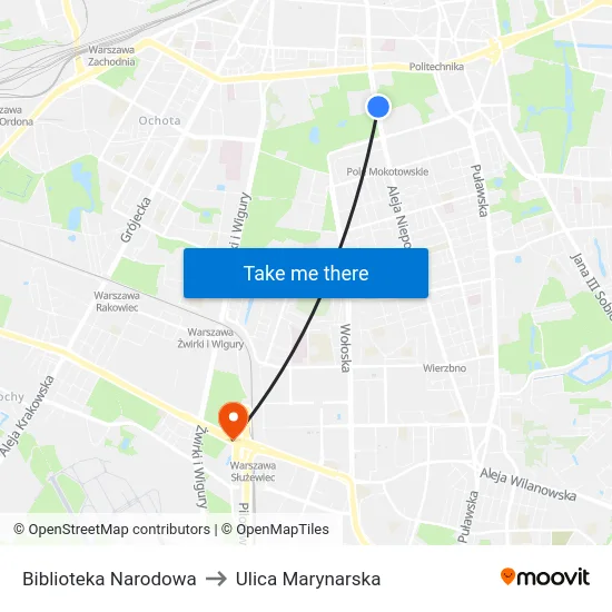 Biblioteka Narodowa to Ulica Marynarska map