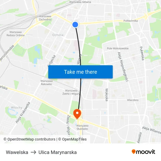 Wawelska to Ulica Marynarska map