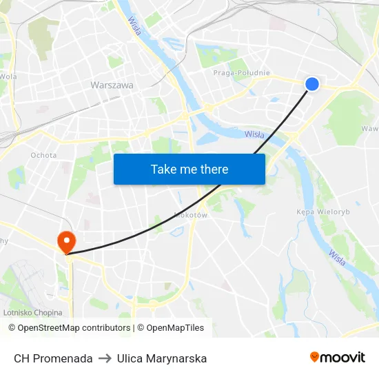CH Promenada to Ulica Marynarska map