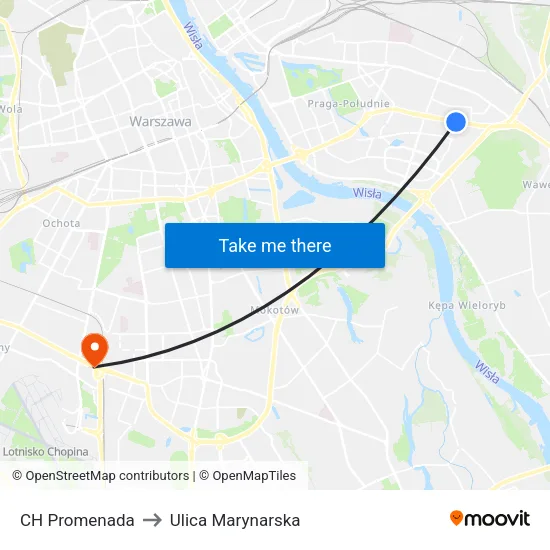 CH Promenada to Ulica Marynarska map