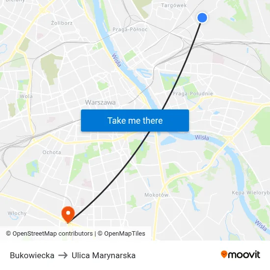 Bukowiecka to Ulica Marynarska map