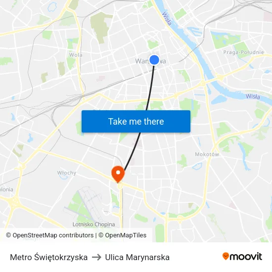 Metro Świętokrzyska to Ulica Marynarska map