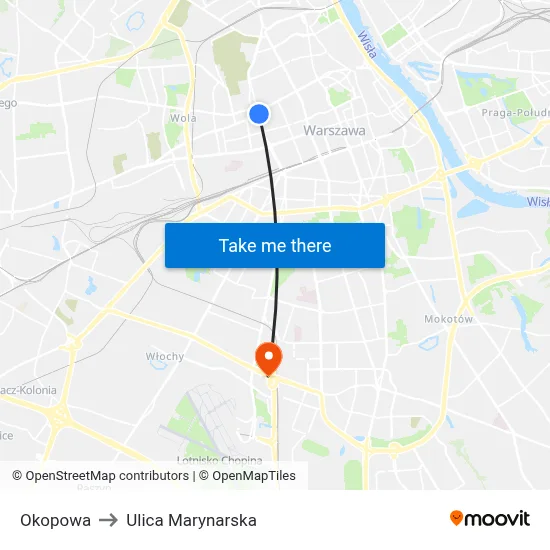 Okopowa to Ulica Marynarska map