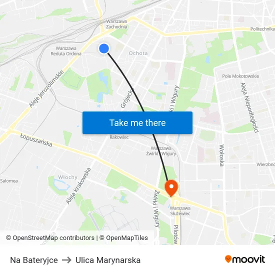 Na Bateryjce to Ulica Marynarska map