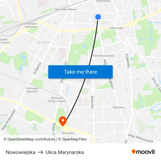 Nowowiejska to Ulica Marynarska map