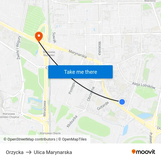 Orzycka to Ulica Marynarska map