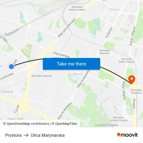 Prystora to Ulica Marynarska map