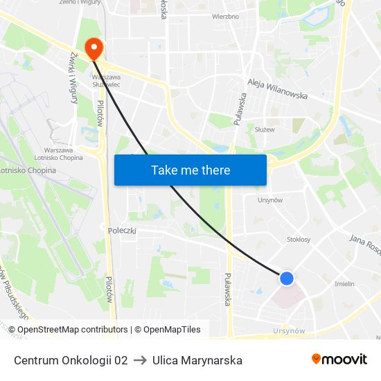 Centrum Onkologii 02 to Ulica Marynarska map